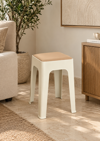 Savoy Stool - White &amp; Beige