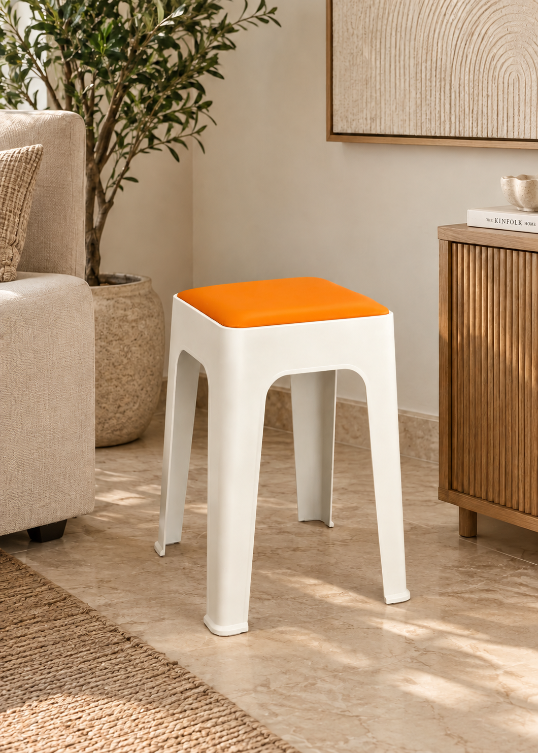 Savoy Stool - White &amp; Orange