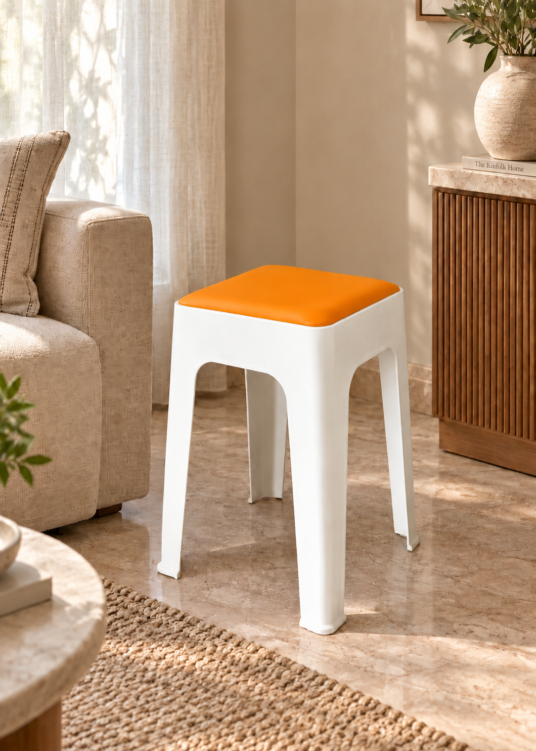 Savoy Stool - White &amp; Orange
