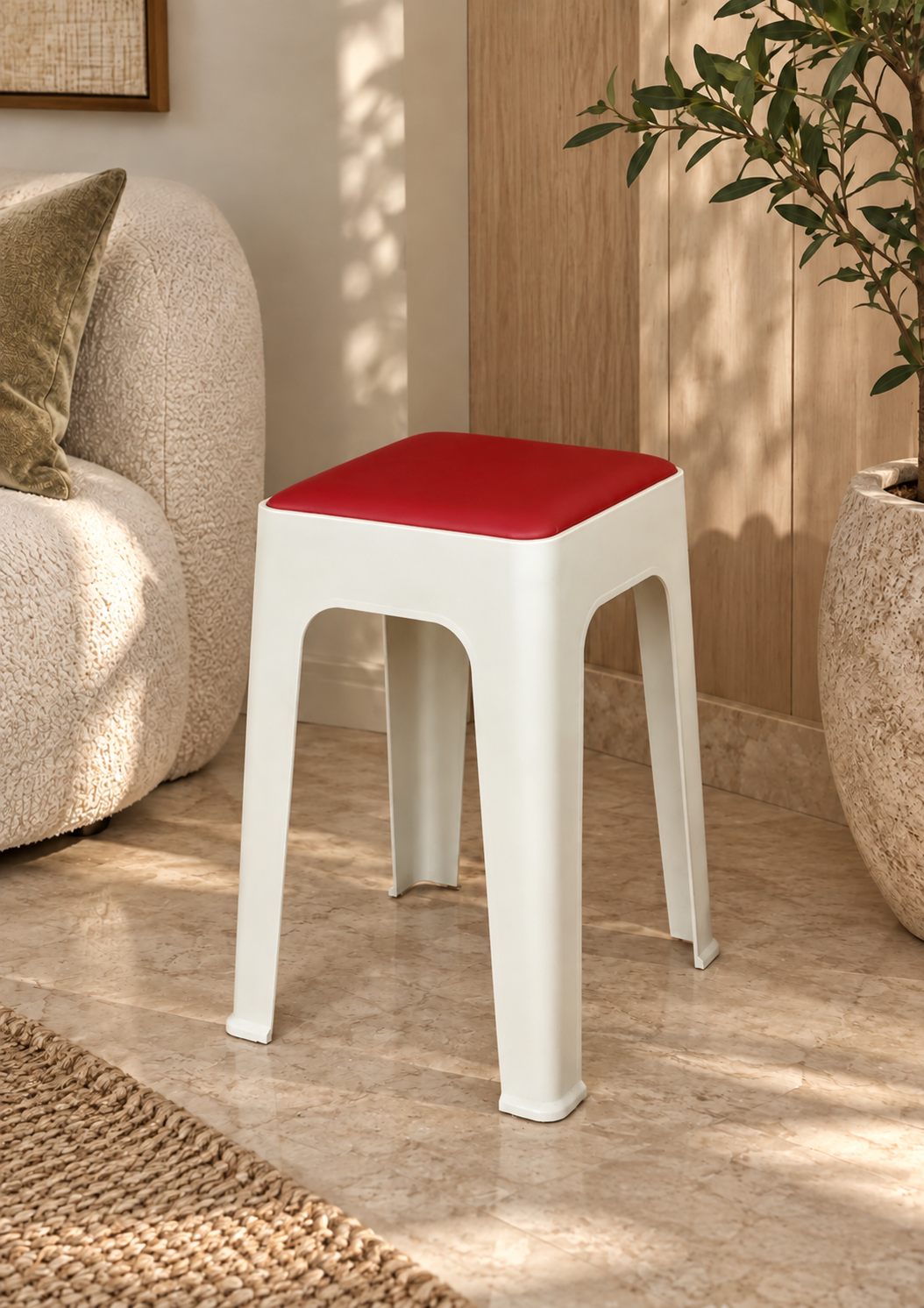 Savoy Stool - White &amp; Red