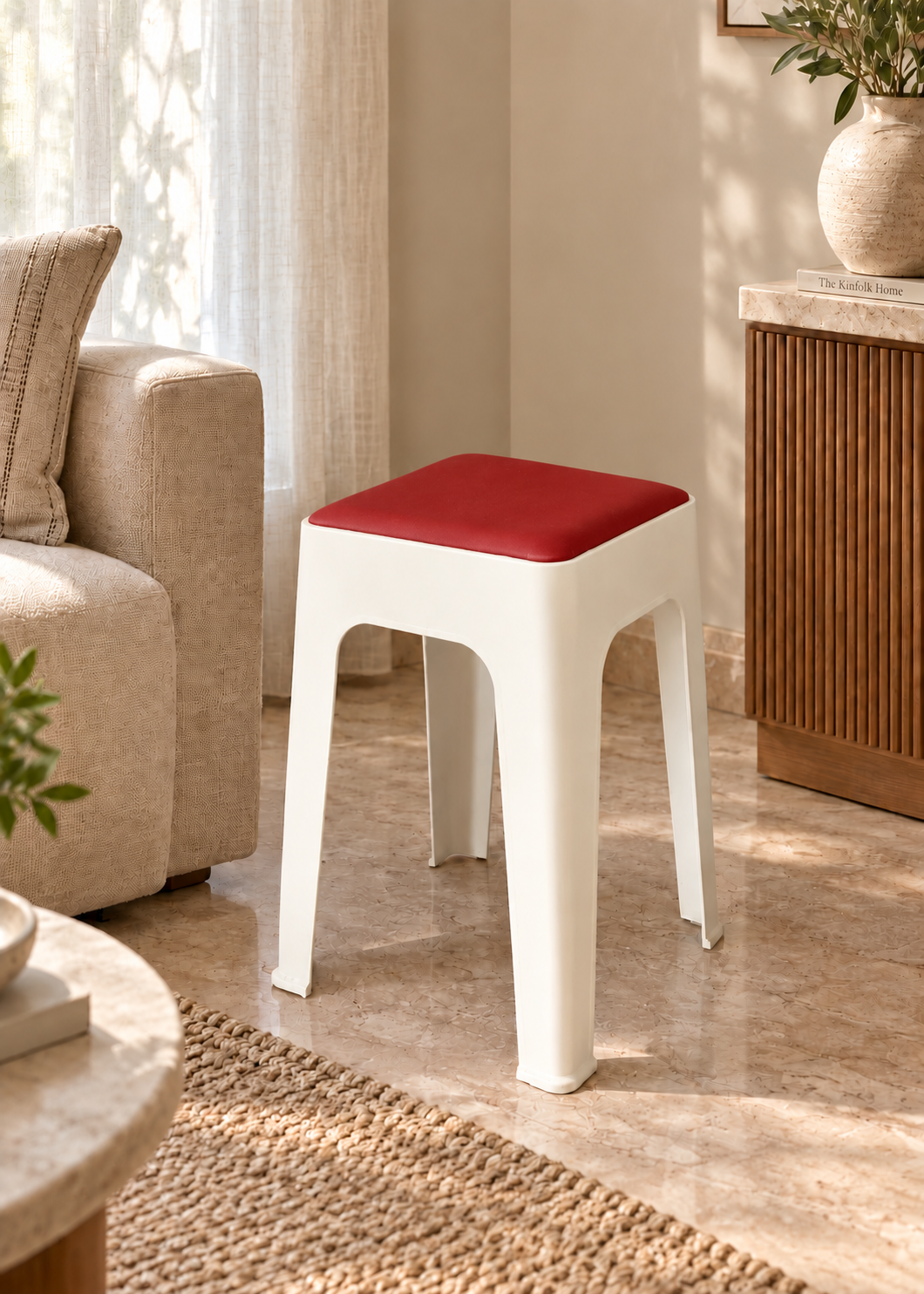 Savoy Stool - White &amp; Red