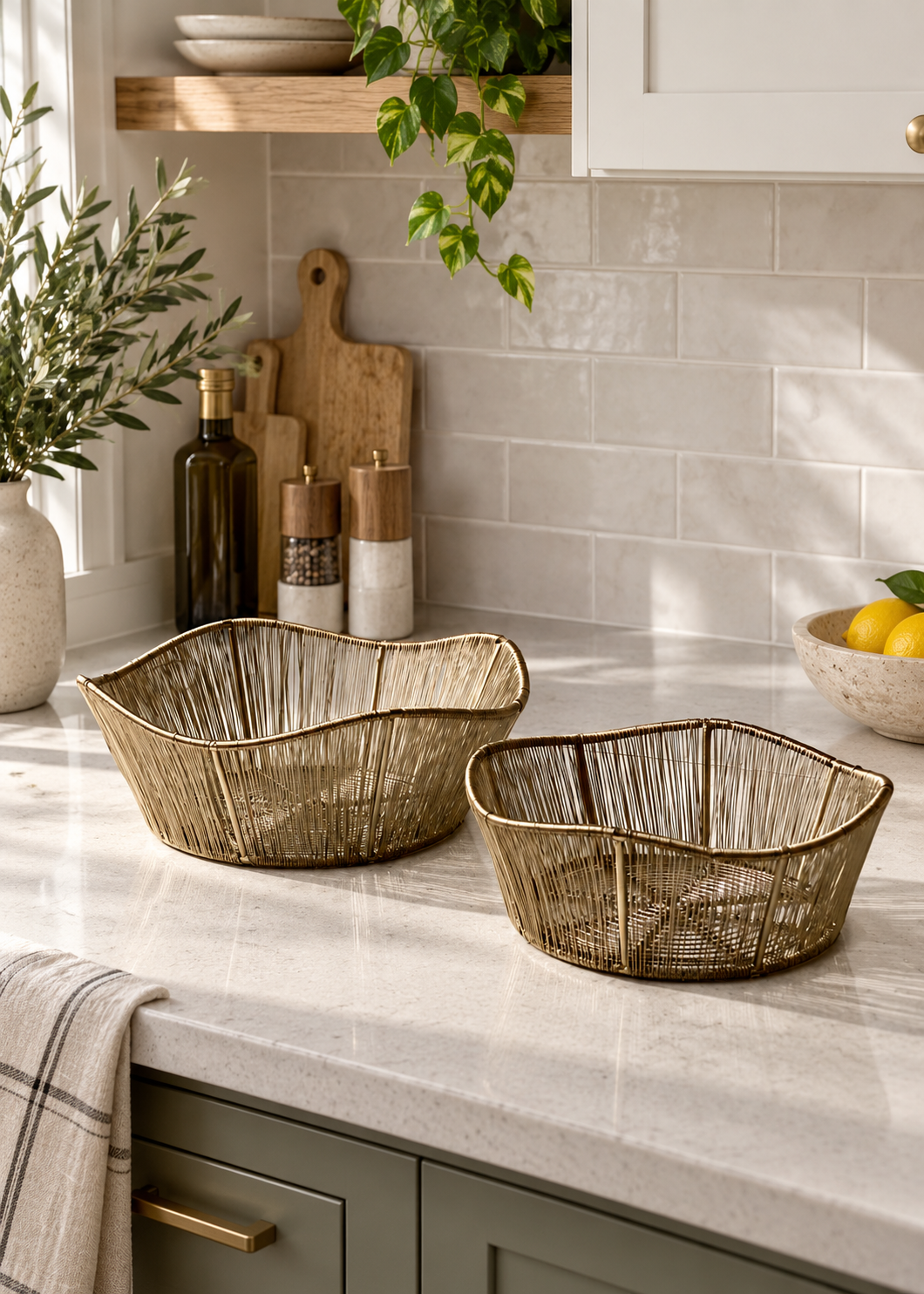 Alora Gold Fruit Basket - Large
