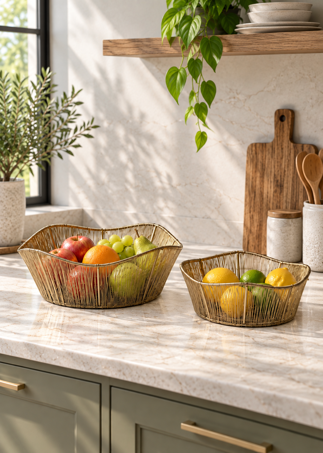 Alora Gold Fruit Basket - Medium
