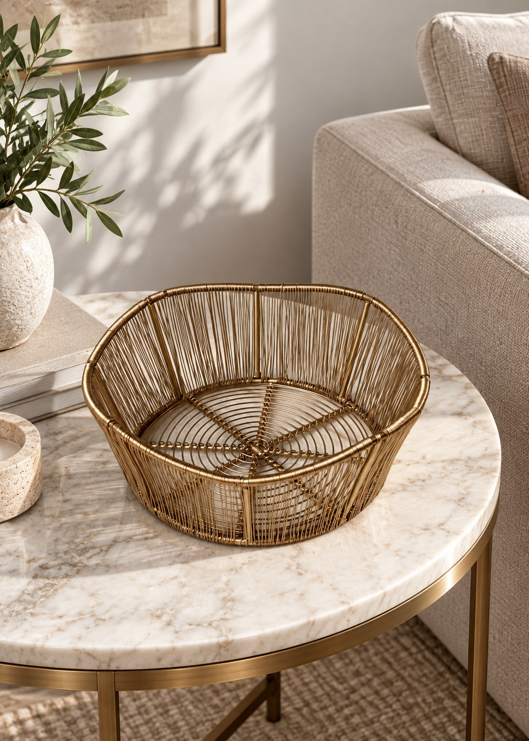 Alora Gold Fruit Basket - Medium
