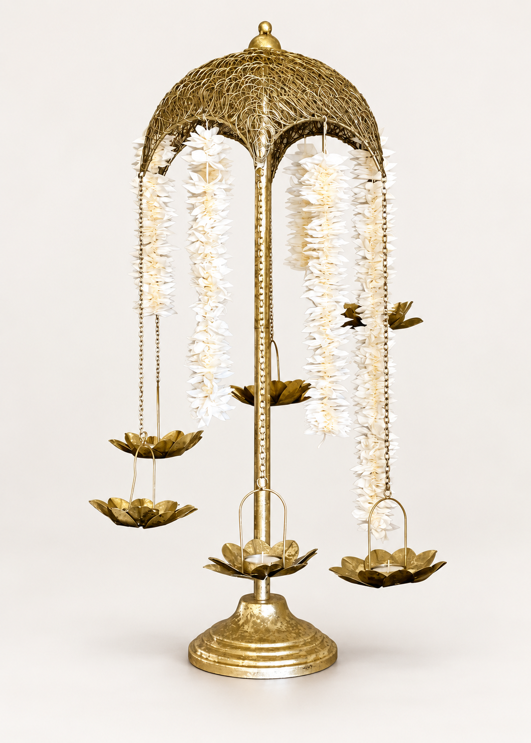 Antique Lotus Diya Stand - Big
