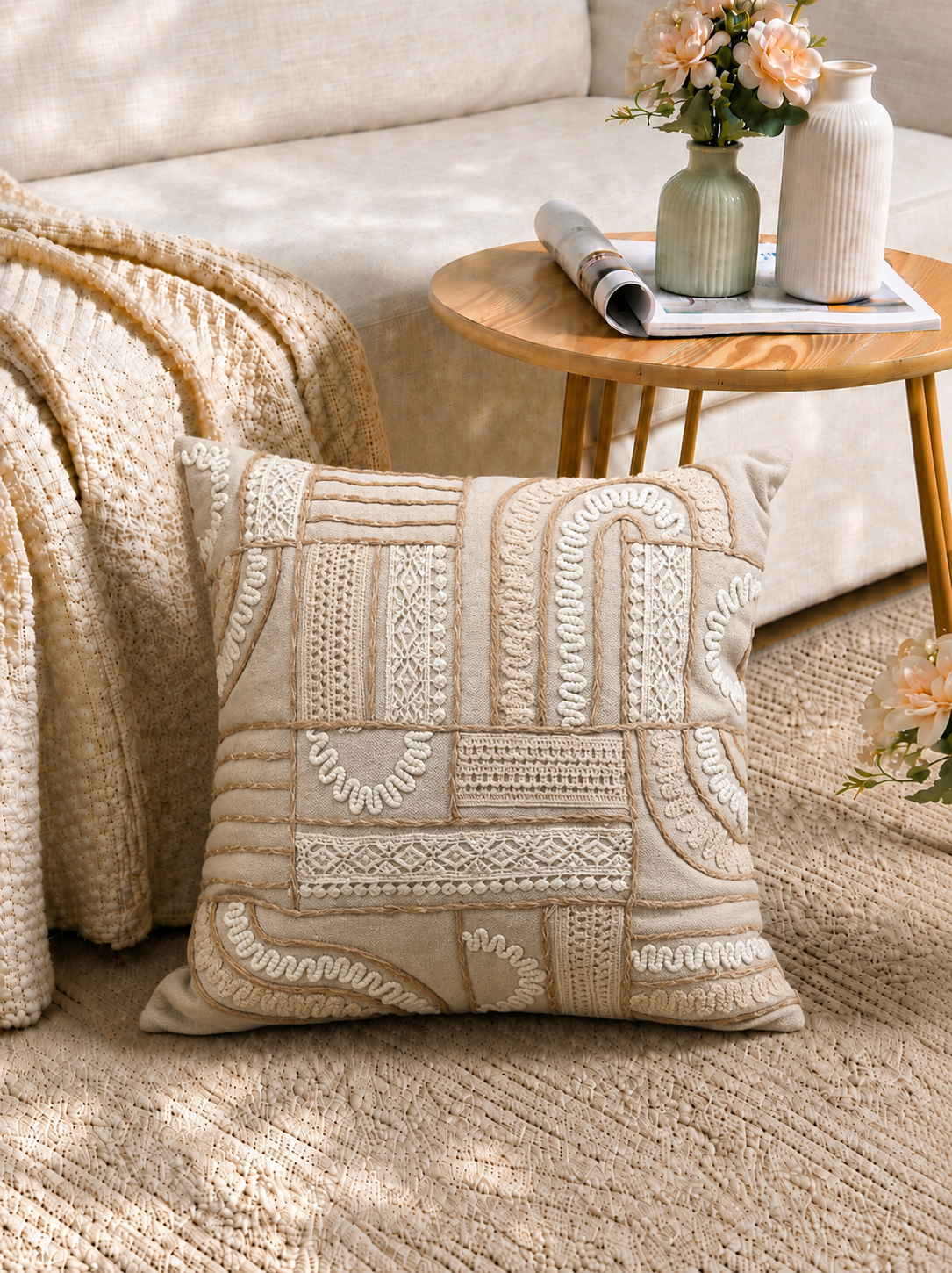 Boho Lace Cushion Cover