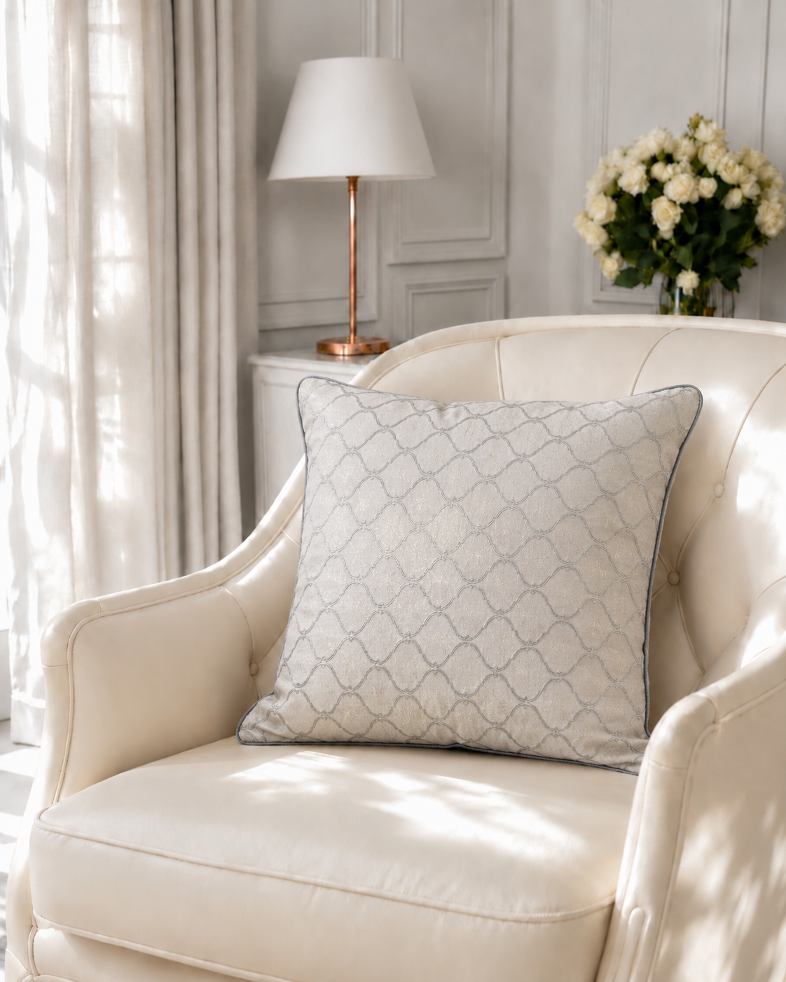 Grey Trellis Cushion Cover