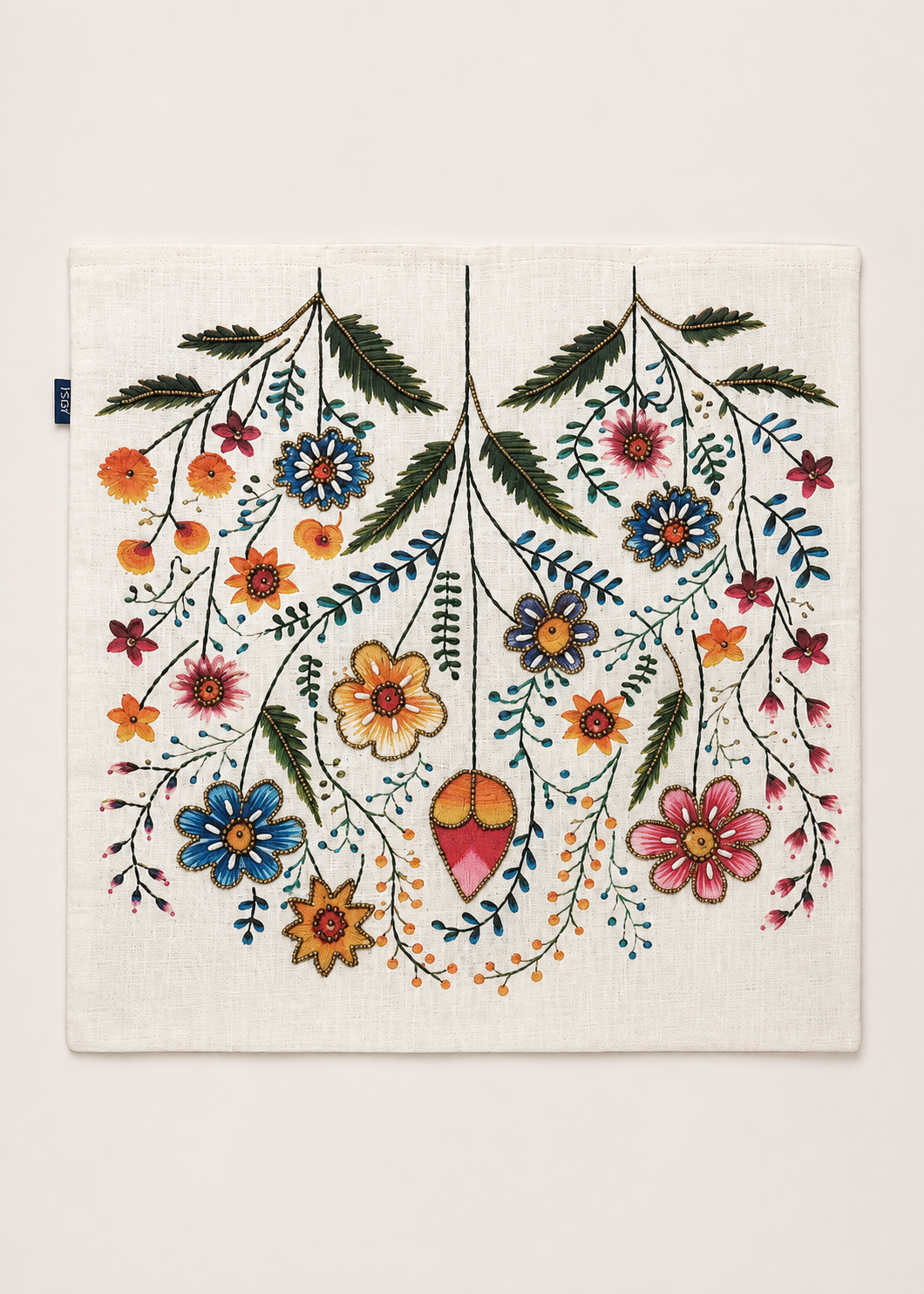 Flora Embroidered Cushion Cover