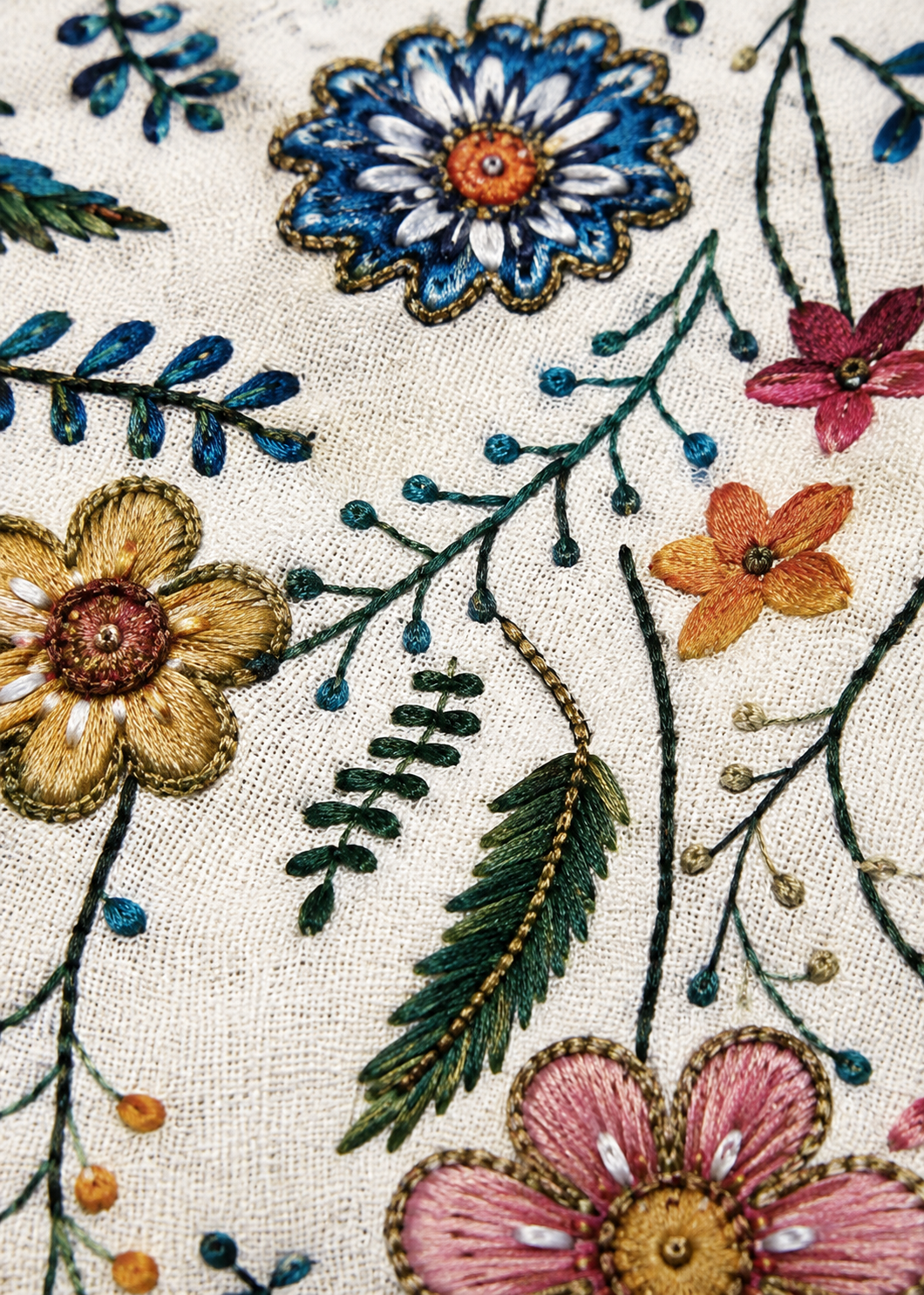 Flora Embroidered Cushion Cover