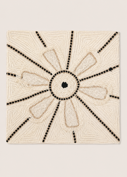 Cream Boho Embroidered Cushion Cover