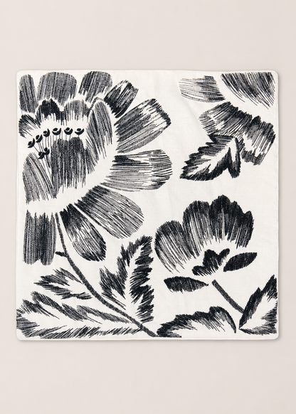 Navy Flora Cushion Cover