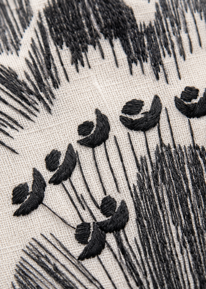 Navy Flora Cushion Cover