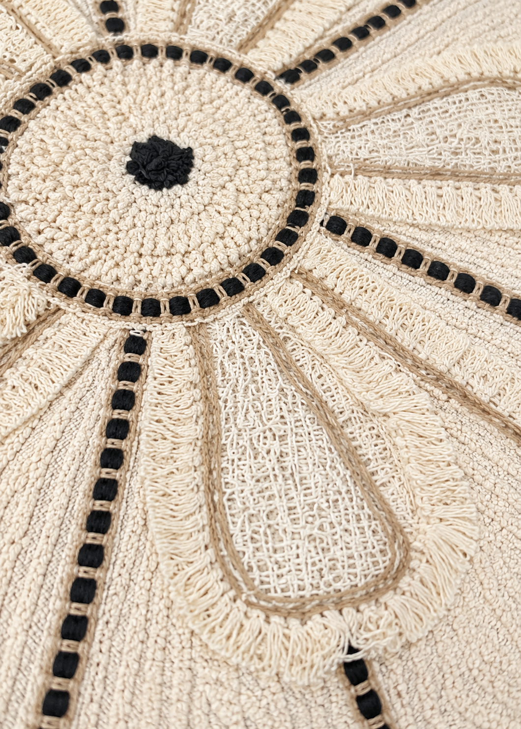 Cream Boho Embroidered Cushion Cover