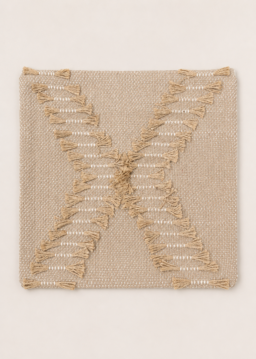 Beige Boho Textured Cushion Cover