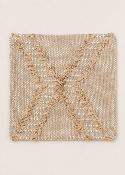 Beige Boho Textured Cushion Cover