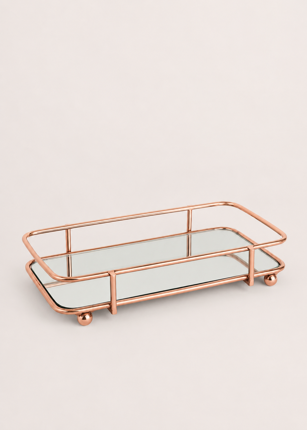 Milan Napkin Mirror Tray - Rose Gold