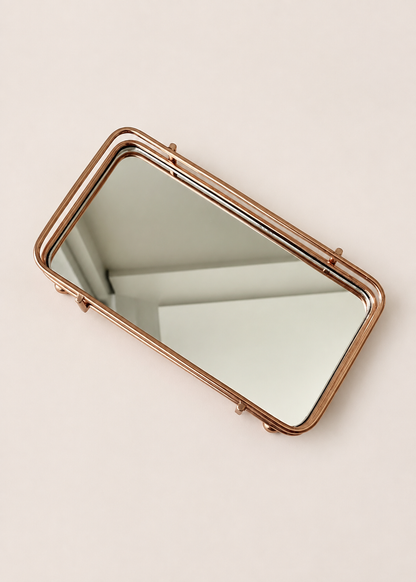 Milan Napkin Mirror Tray - Rose Gold