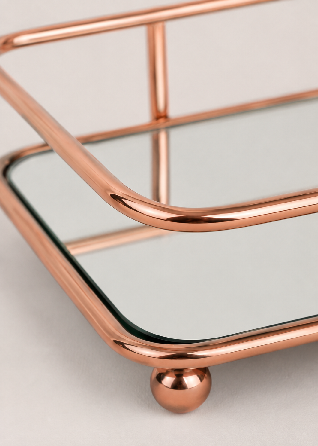 Milan Napkin Mirror Tray - Rose Gold