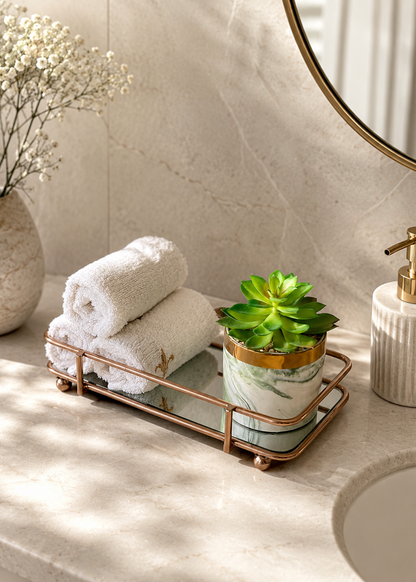 Milan Napkin Mirror Tray - Rose Gold