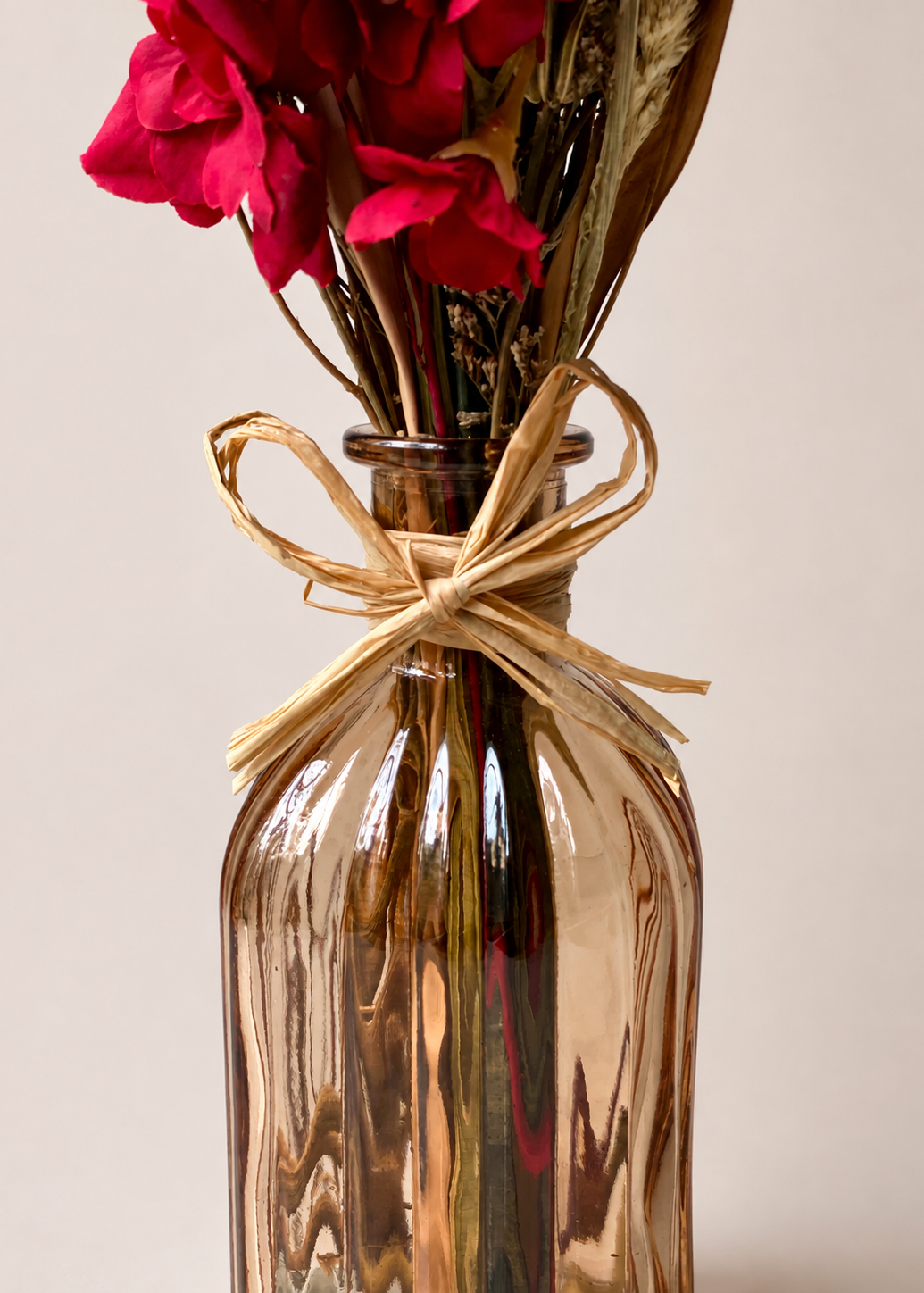 Artificial Crimson Flower Bunch with Vase