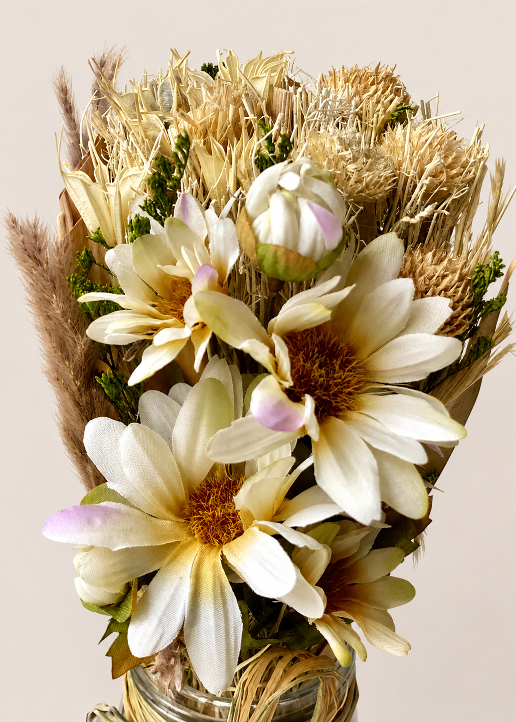 Artificial Daisy Flower Bunch with Vase