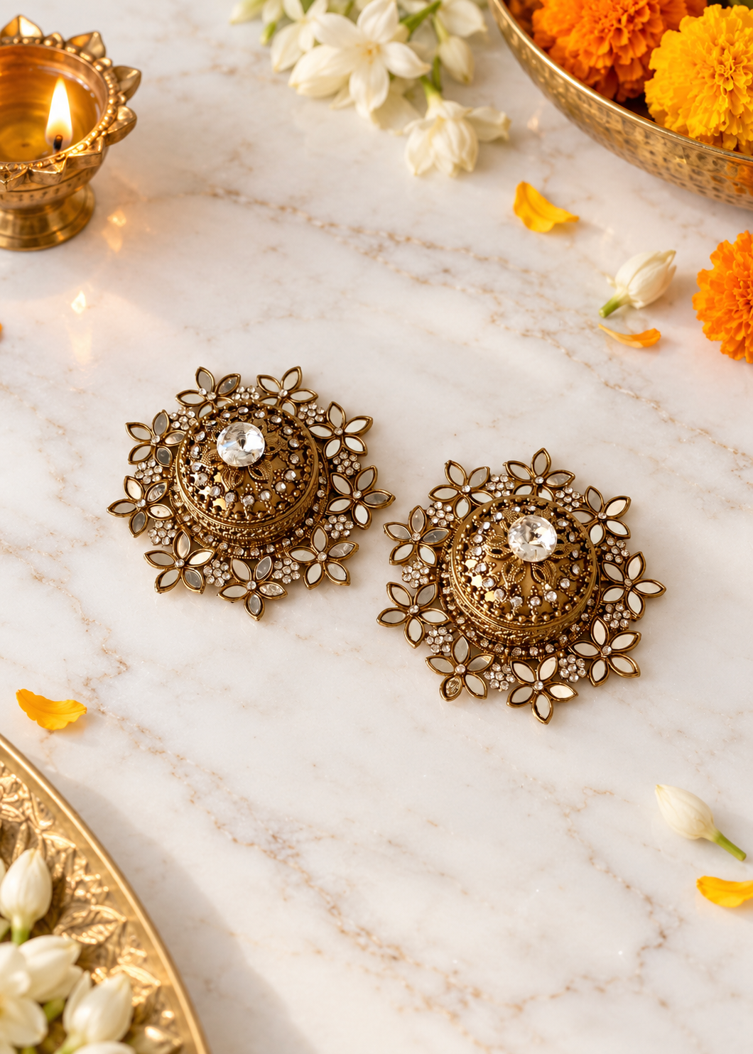 Festive Vanya Floral Kum Kum Dabbi – Set of 2