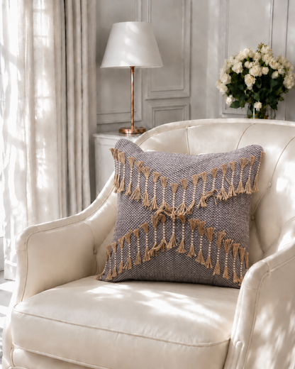 Grey Boho Textured Cushion Cover