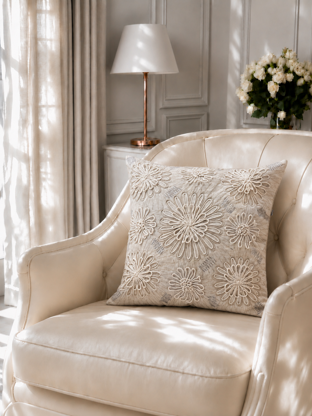 Ivory Helia Cushion Cover