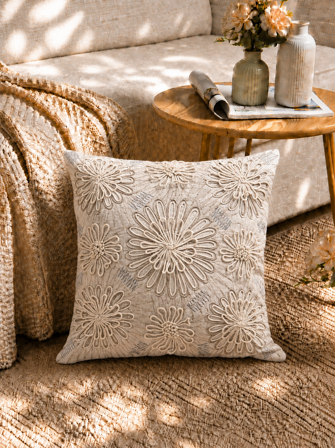 Ivory Helia Cushion Cover