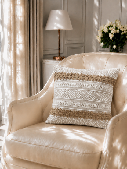 Neutral Boho Lace Cushion Cover
