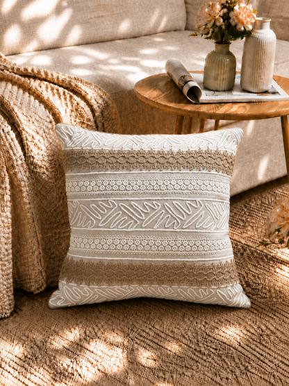 Neutral Boho Lace Cushion Cover