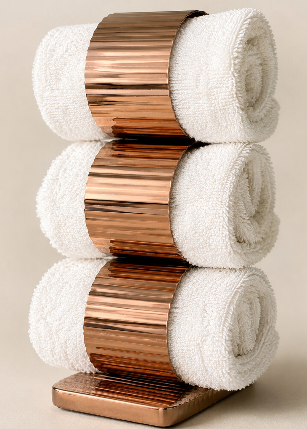 Safi Fluted Napkin Ring Holder - Rose Gold