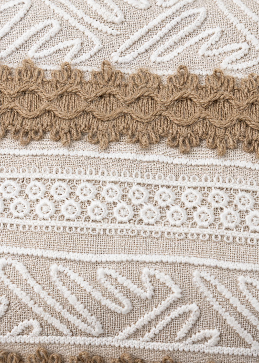 Neutral Boho Lace Cushion Cover