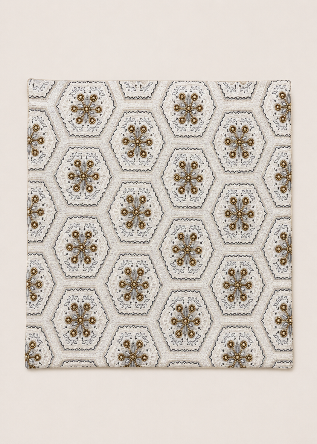 Ivory Floral Medallion Cushion Cover