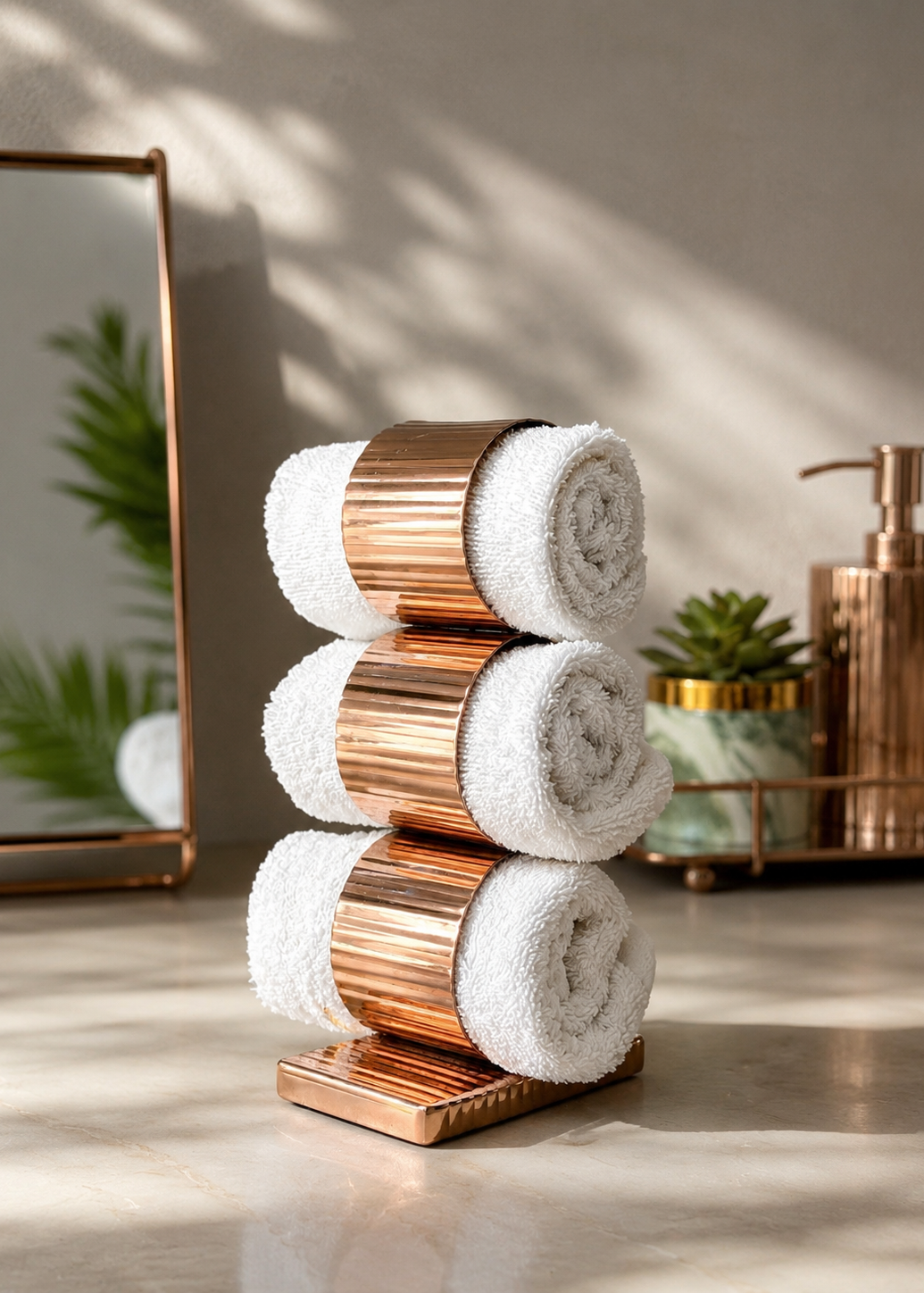Safi Fluted Napkin Ring Holder - Rose Gold