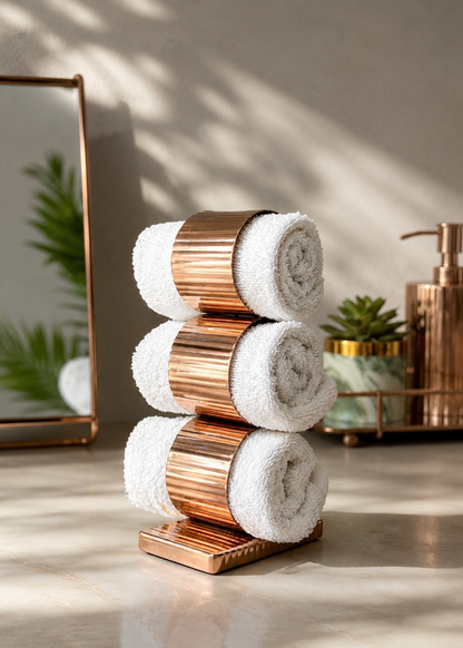 Safi Fluted Napkin Ring Holder - Rose Gold