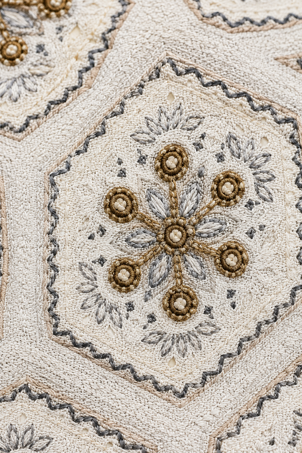 Ivory Floral Medallion Cushion Cover