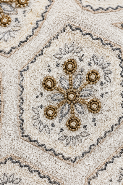 Ivory Floral Medallion Cushion Cover