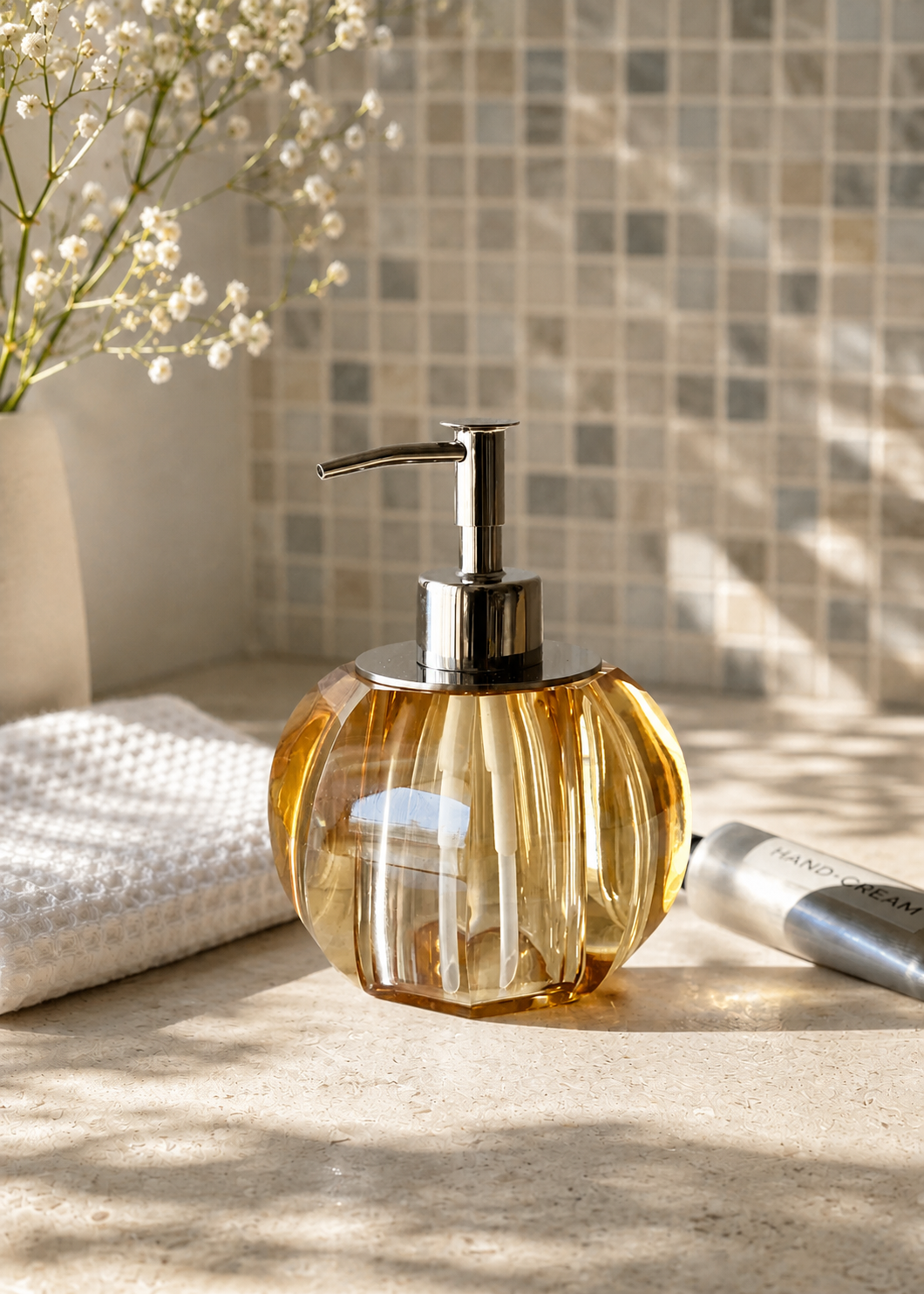 Murky Crystal Bathroom Dispenser - Amber