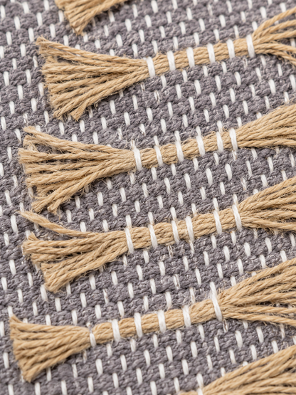 Grey Boho Textured Cushion Cover