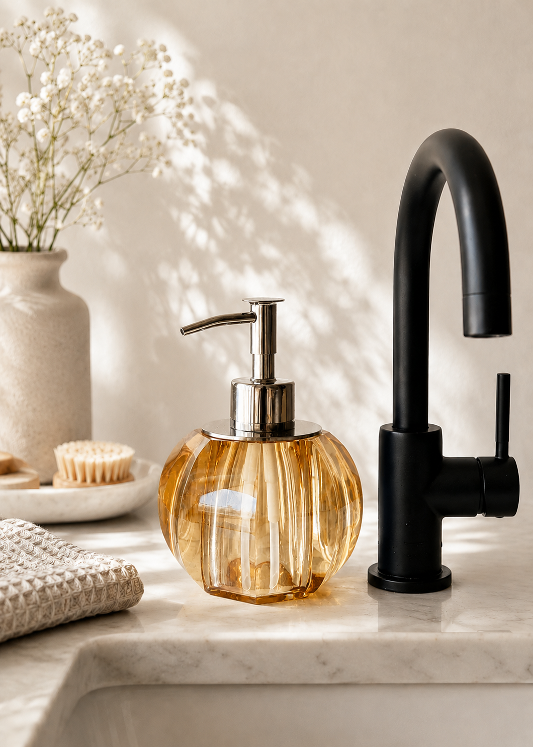 Murky Crystal Bathroom Dispenser - Amber