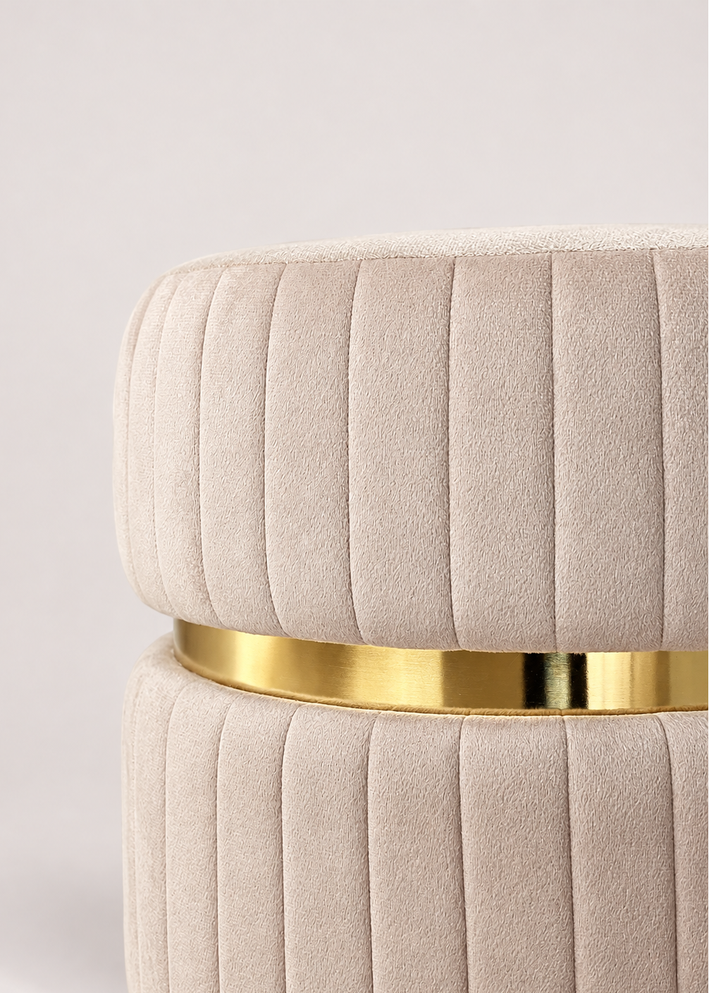 KOBE STRIPED POUFFE - IVORY