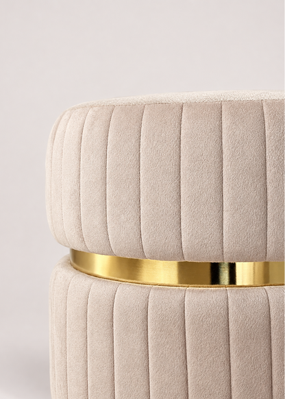 KOBE STRIPED POUFFE - IVORY