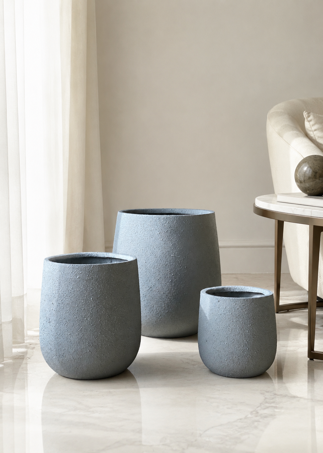 Noa Round Planters - Light Grey