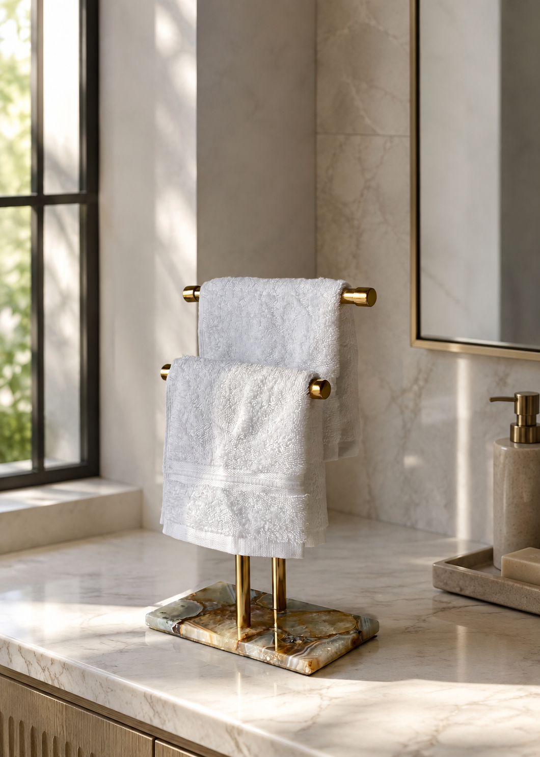 Regal Agate Hand Towel Stand - Beige / Brown