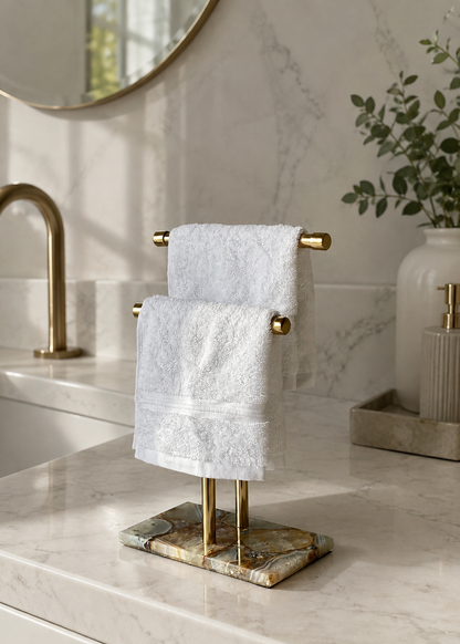 Regal Agate Hand Towel Stand - Beige / Brown