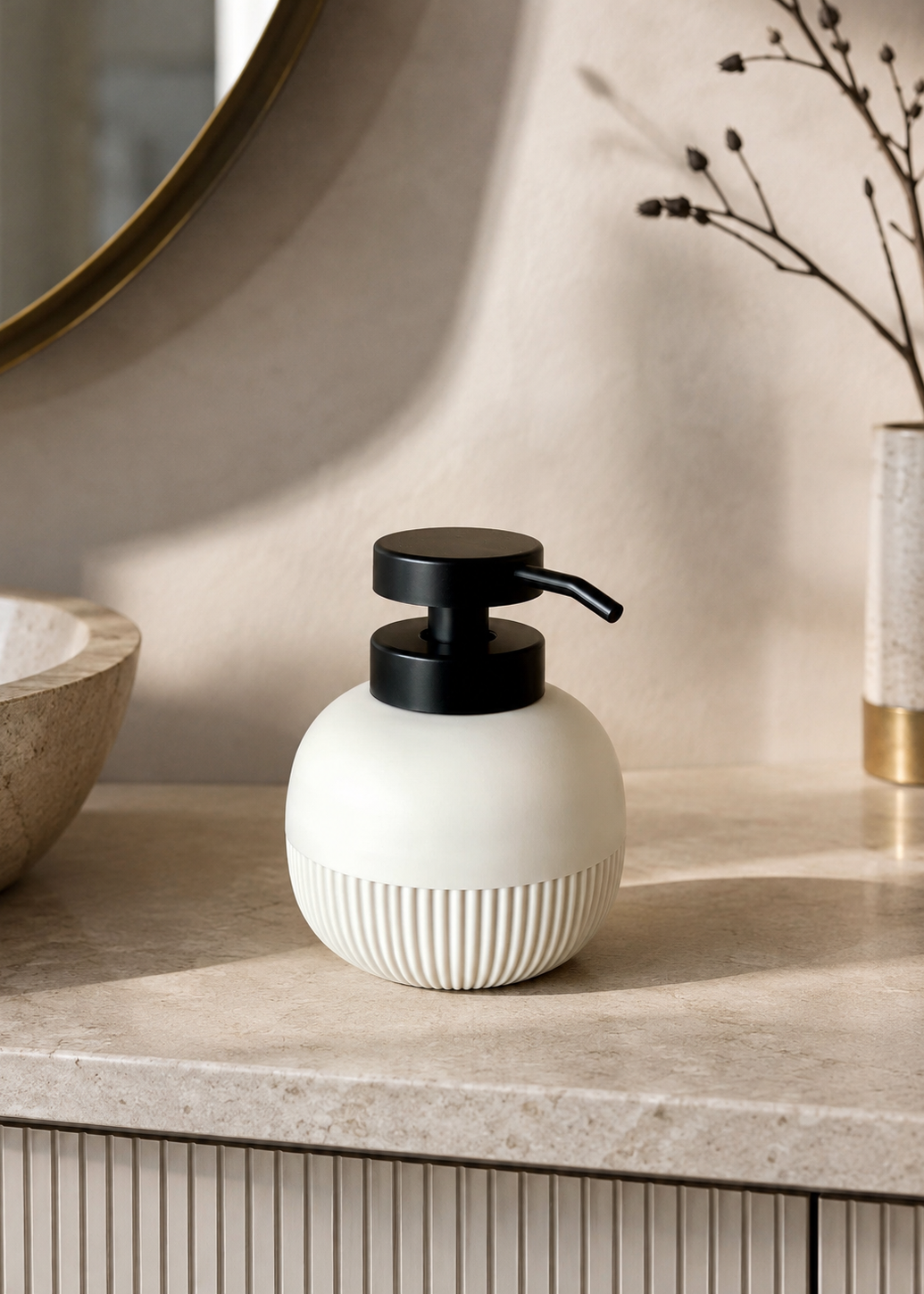 Chaton Round Bathroom Dispenser - Beige