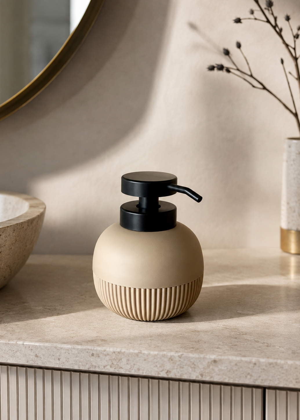 Chaton Round Bathroom Dispenser - Brown