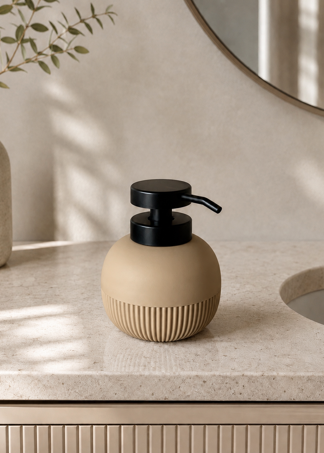 Chaton Round Bathroom Dispenser - Brown
