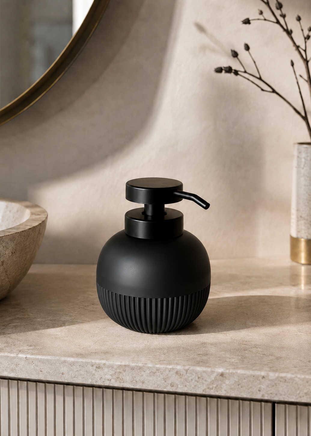 Chaton Round Bathroom Dispenser - Black